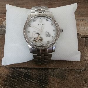 Bulova Silver and White Watch